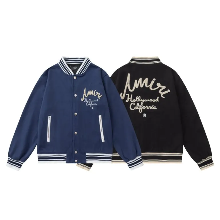 P500 7198#AMIRI classic logo towel embroidery, color: navy, black, size: S M L XL
