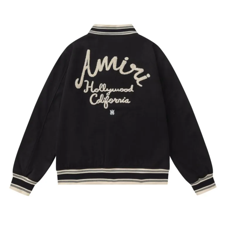 P500 7198#AMIRI classic logo towel embroidery, color: navy, black, size: S M L XL