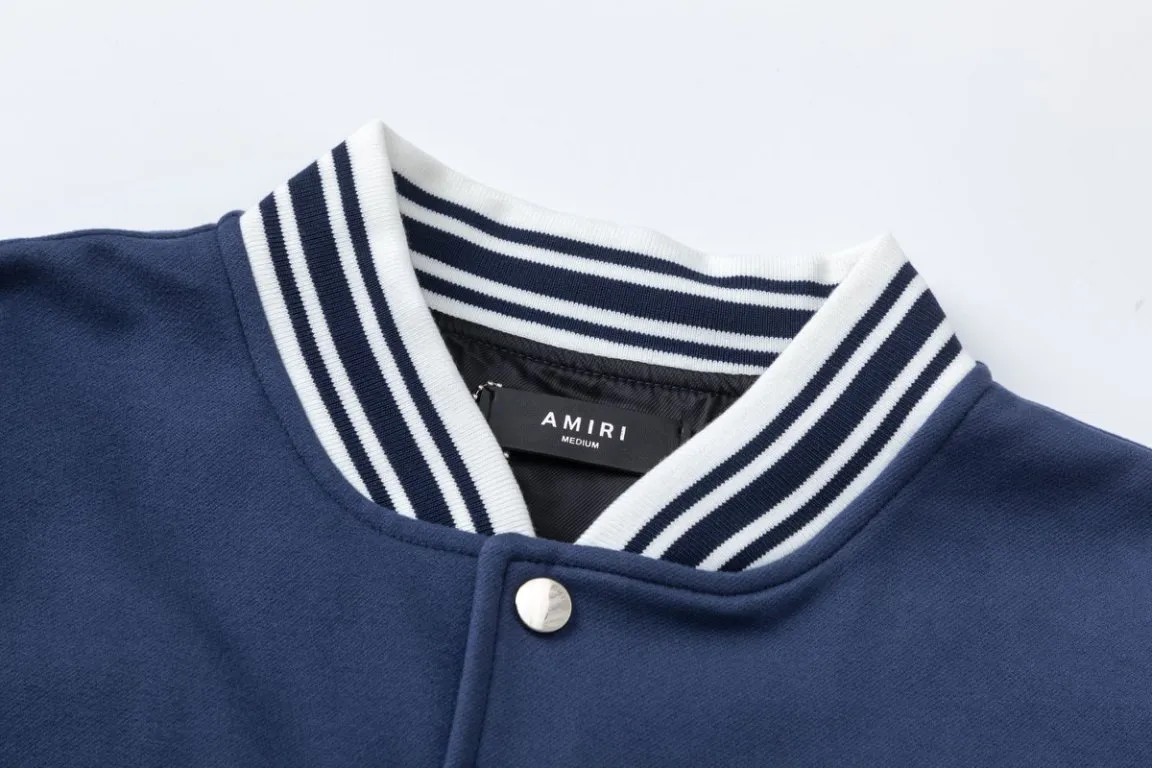 P500 7198#AMIRI classic logo towel embroidery, color: navy, black, size: S M L XL