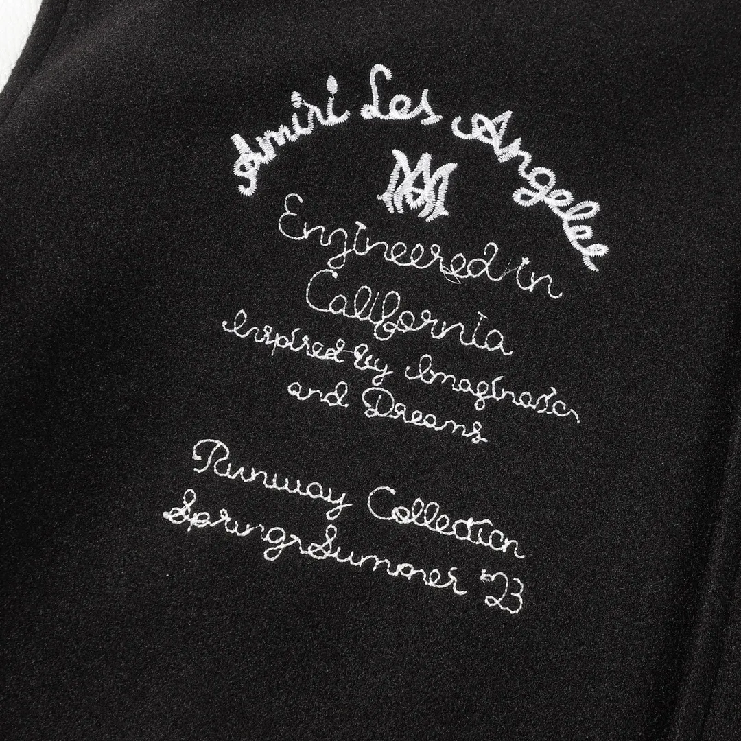 P390 -Amiri2024ss Tianma embroidered baseball jacket -Using towel embroidery technology, pocket hardware zipper design, full of uniqueness -700g dragon and phoenix nylon and litchi pattern PU collide💥 Fashionable and versatile M L Xl xxl