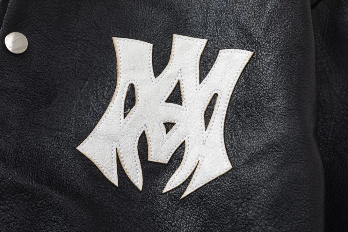 P516 7196#AMIRI classic logo embroidery, using the most advanced PU wash-free material, color: black, size: S M L XL