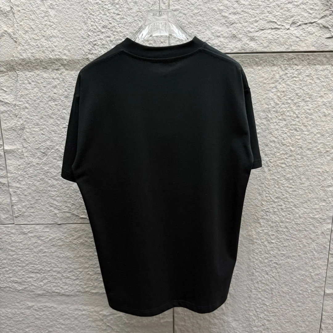 🅿️180 Ami* 2025 Spring and Summer New Style Embroidered Circle Little Love Customized Double Yarn Plain Cotton Fabric Short Sleeve T-shirt Unisex Color: Black White Light Blue Light Pink Size: S (90-130 catties) M (120-150 catties) L (140-165 catties) XL (160-180 catties) XXL (180-210 pounds)