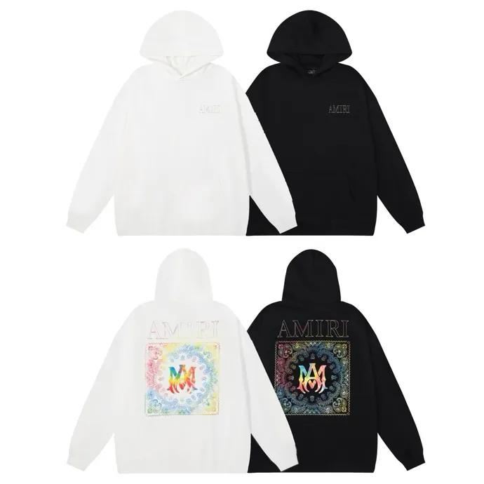 Style number: 864 P230 Fabric: 360g pure cotton terry sweatshirt AMIRI 2025 new autumn and winter logo sunglasses hooded terry sweatshirt high street unisex loose classic letter jacket Color: Black White Size: S M L XL