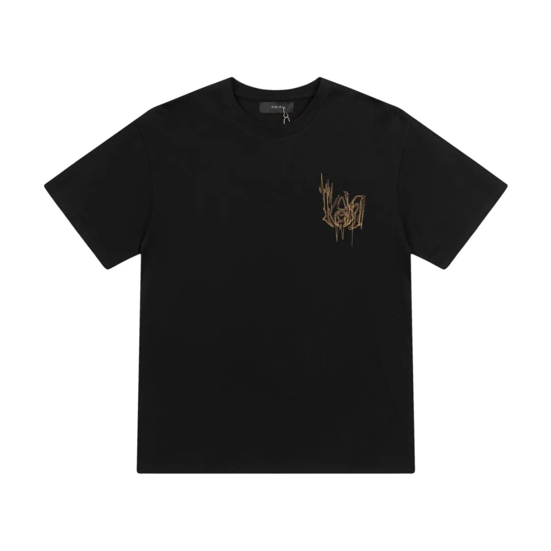 8026#P146amiri dotted line embroidered logo, using 300g weight fabric, color: black, white. Size: S M L XL