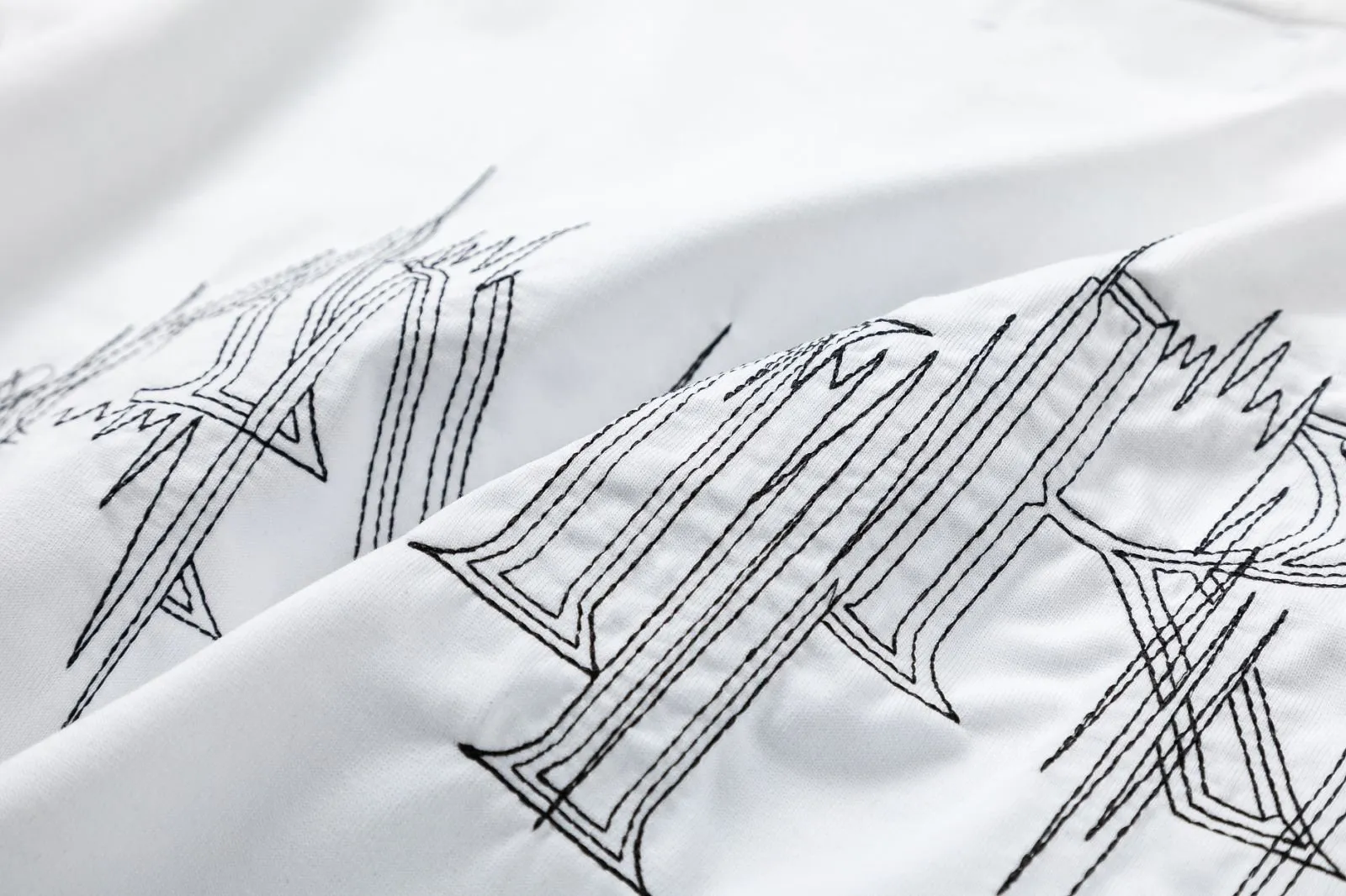 8026#P146amiri dotted line embroidered logo, using 300g weight fabric, color: black, white. Size: S M L XL