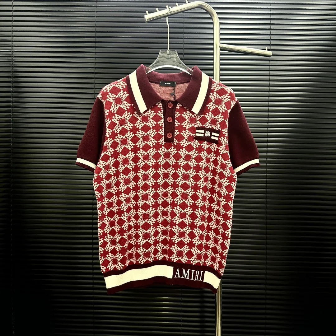 P280 Style: AMIRI full-print knitted POLO short sleeves Size: S-XXL Fabric: Wool blend Accessories: Full set of customized original accessories No gender distinction, same style for men and women