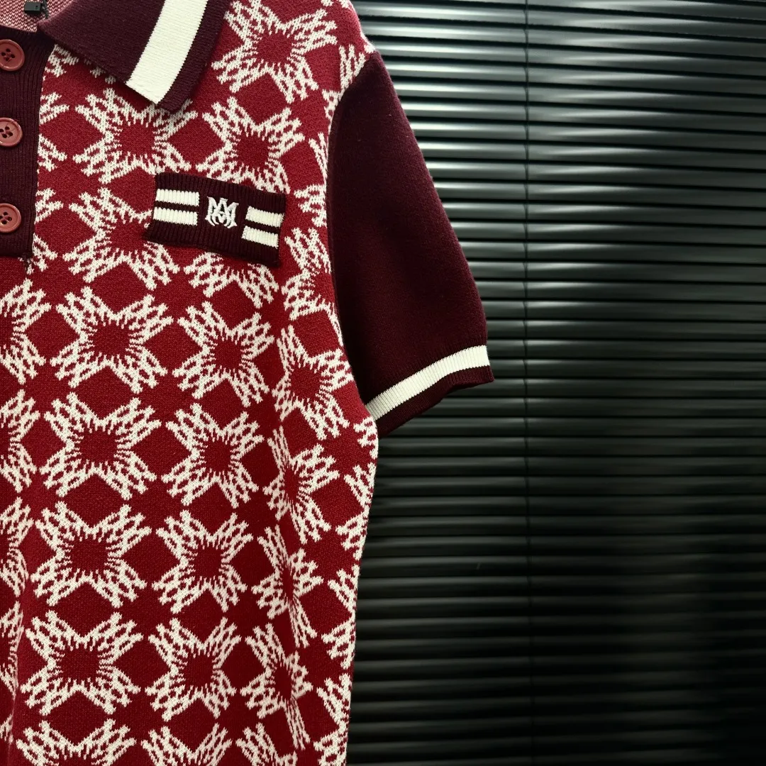 P280 Style: AMIRI full-print knitted POLO short sleeves Size: S-XXL Fabric: Wool blend Accessories: Full set of customized original accessories No gender distinction, same style for men and women