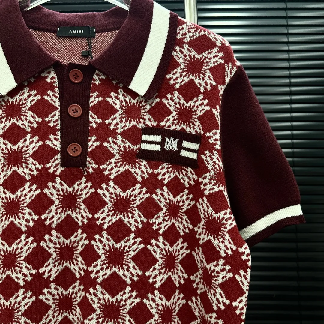 P280 Style: AMIRI full-print knitted POLO short sleeves Size: S-XXL Fabric: Wool blend Accessories: Full set of customized original accessories No gender distinction, same style for men and women