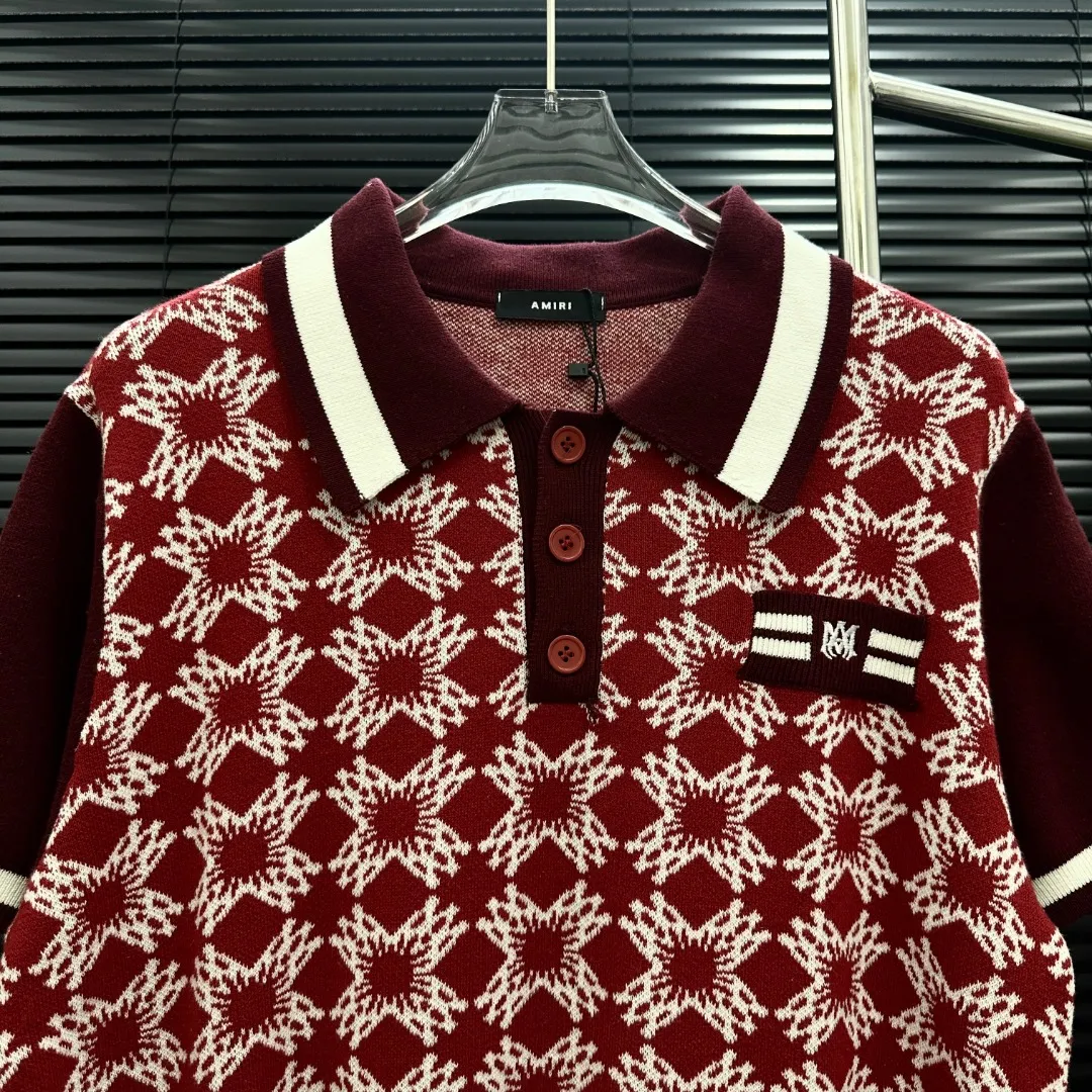 P280 Style: AMIRI full-print knitted POLO short sleeves Size: S-XXL Fabric: Wool blend Accessories: Full set of customized original accessories No gender distinction, same style for men and women