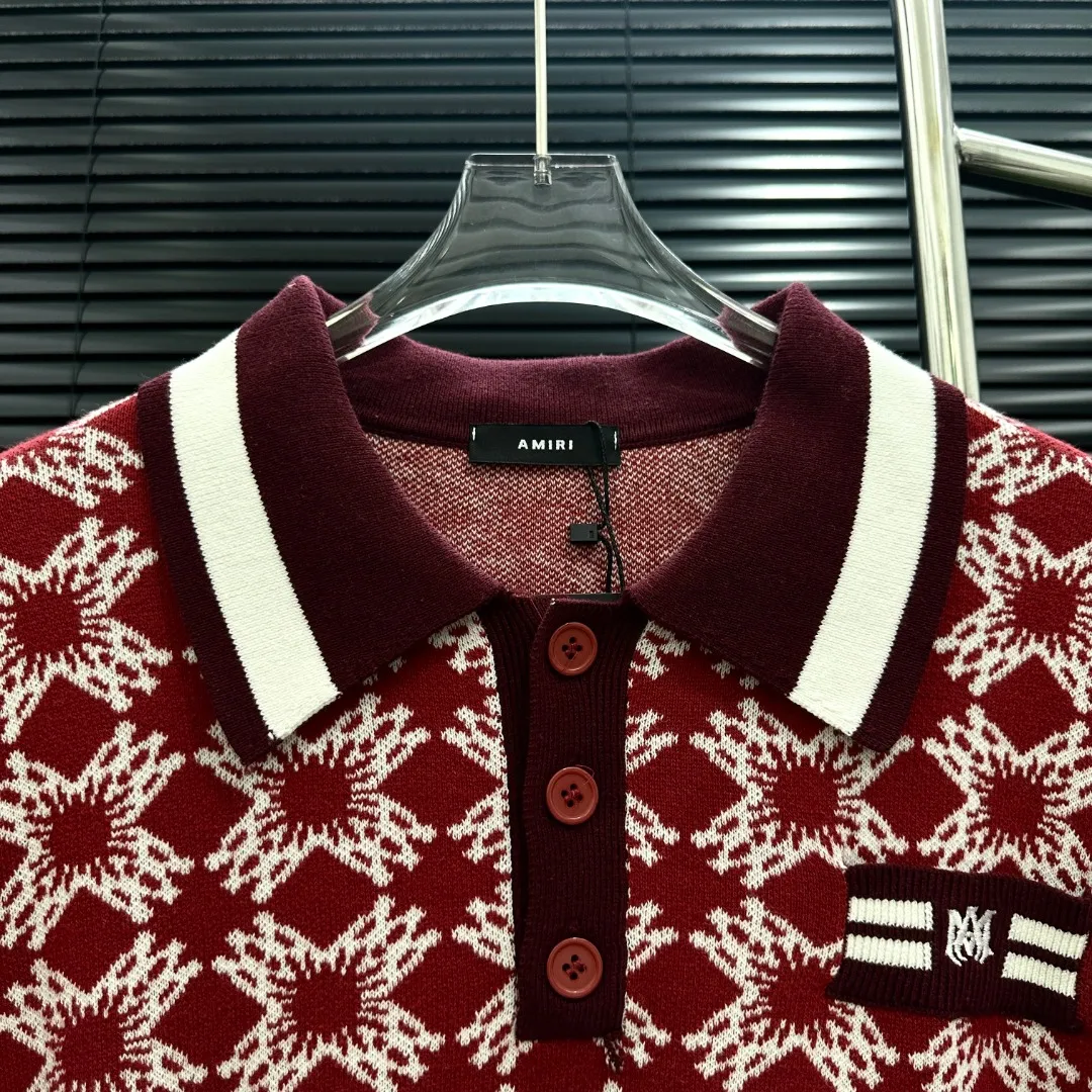 P280 Style: AMIRI full-print knitted POLO short sleeves Size: S-XXL Fabric: Wool blend Accessories: Full set of customized original accessories No gender distinction, same style for men and women
