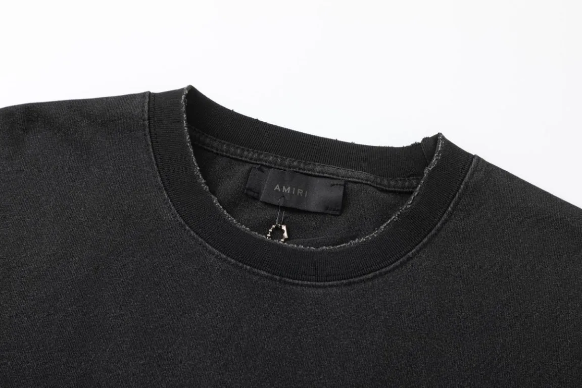 P166.AMIRI cracked printing logo grinding edge hot diamond washing process, color: black, size: S M L XL