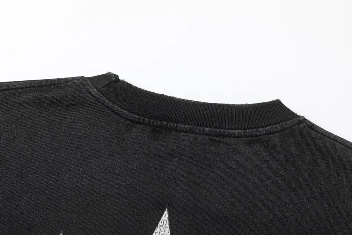 P166.AMIRI cracked printing logo grinding edge hot diamond washing process, color: black, size: S M L XL