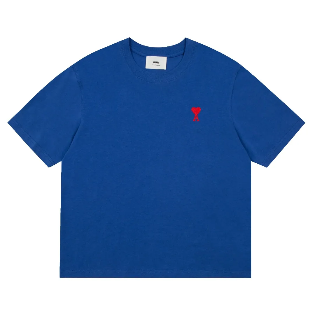 Ami Amy 2024ss autumn classic small embroidered love short sleeves. We have been making this style for the third year. At the beginning, there were no stores in mainland China. We are already making it. The quality and details are invincible. Place your order with confidence. Pay attention to the details. ✅240G Xinjiang long-staple cotton top double yarn. The shrinkage rate is controlled at 2%. Export-grade solid color quality. It is truly not easy to deform, shrink or fade. ✅The maximum size can be worn up to 230 catties. No pressure for exporting to Europe and the United States. Sizes S-XL Color: 7 colors white black gray color blue navy blue dark green brown