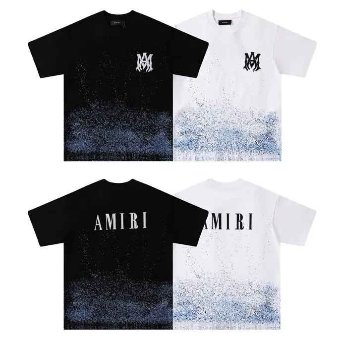 Style number: 686 P126 Fabric: 260g double yarn AMIRI 2025 spring and summer new logo round neck T-shirt high street same style for men and women loose classic letter short sleeves Color: White Black Size: S M L XL