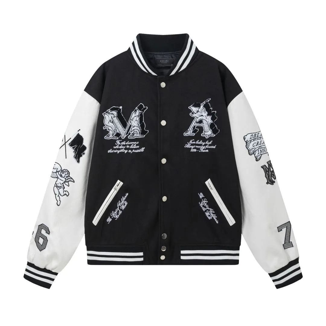 7156#P500AMIRI angel embroidery LOGO. Color: black, grass green, size: S M L XL