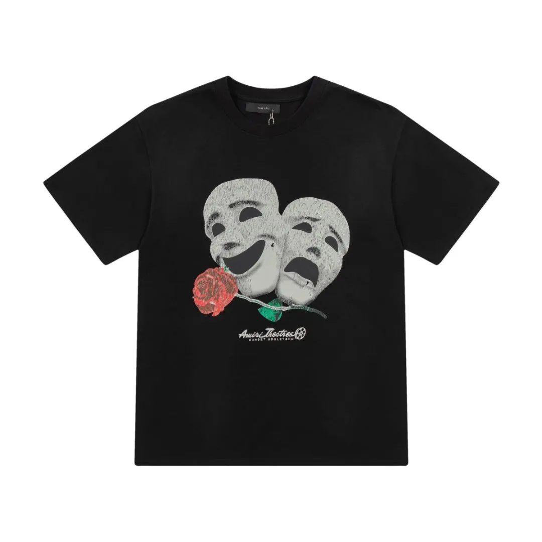 8009#P150amiri washed model with cracked printed logo, made of 300g fabric, color: black. Size: S M L XL