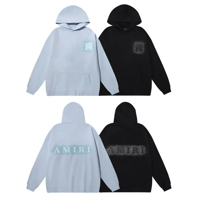 Style number: 878 P230 Fabric: 360g pure cotton terry sweatshirt AMIRI 2025 autumn and winter new logo hooded terry sweatshirt high street unisex loose classic letter jacket Color: black Size: S M L XL