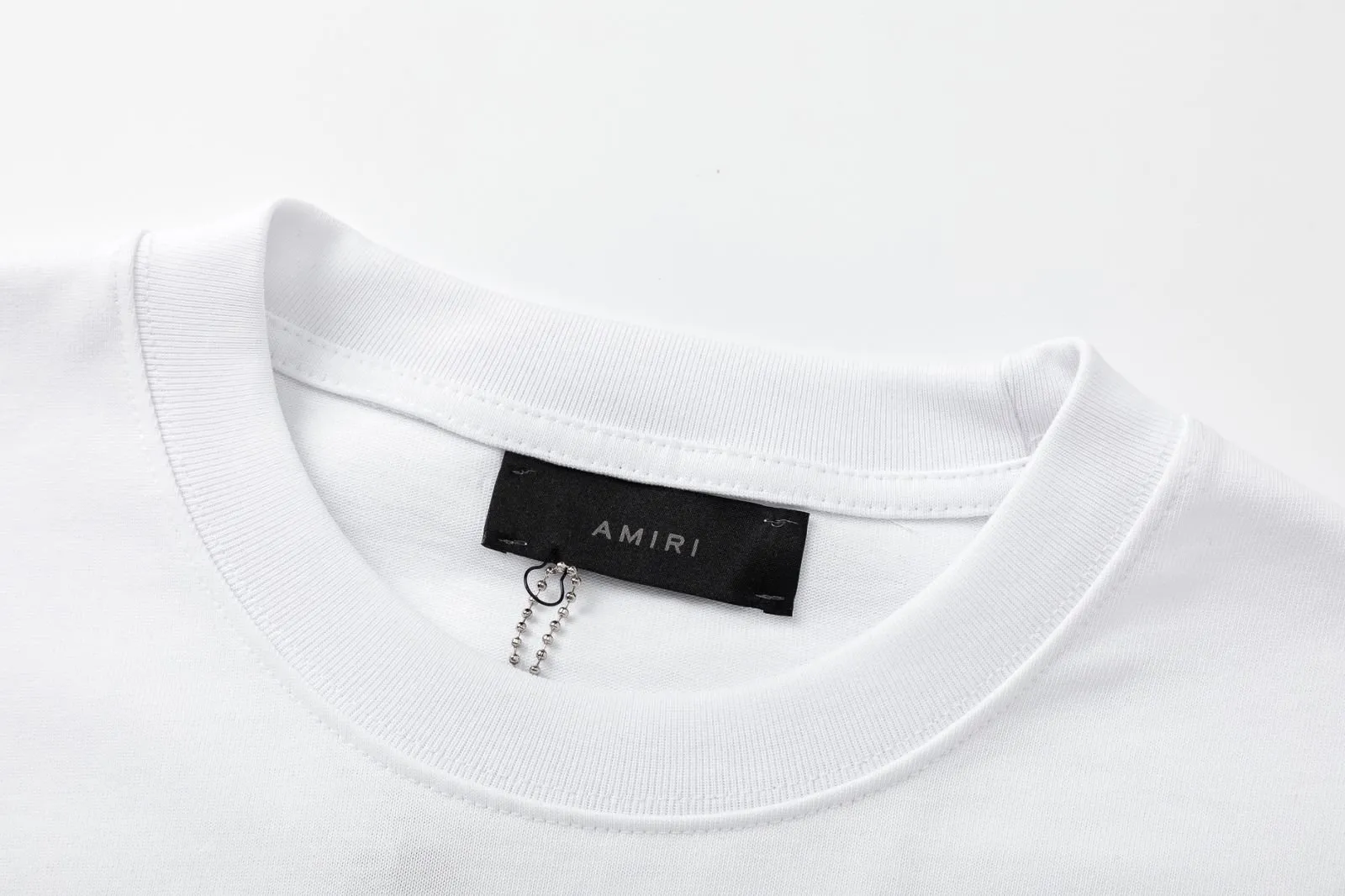 8036#P156, AMIRI heavy industry embroidered logo loose version short-sleeved T-shirt, made of 300 grams of fabric, color: black, white, size: S M L XL