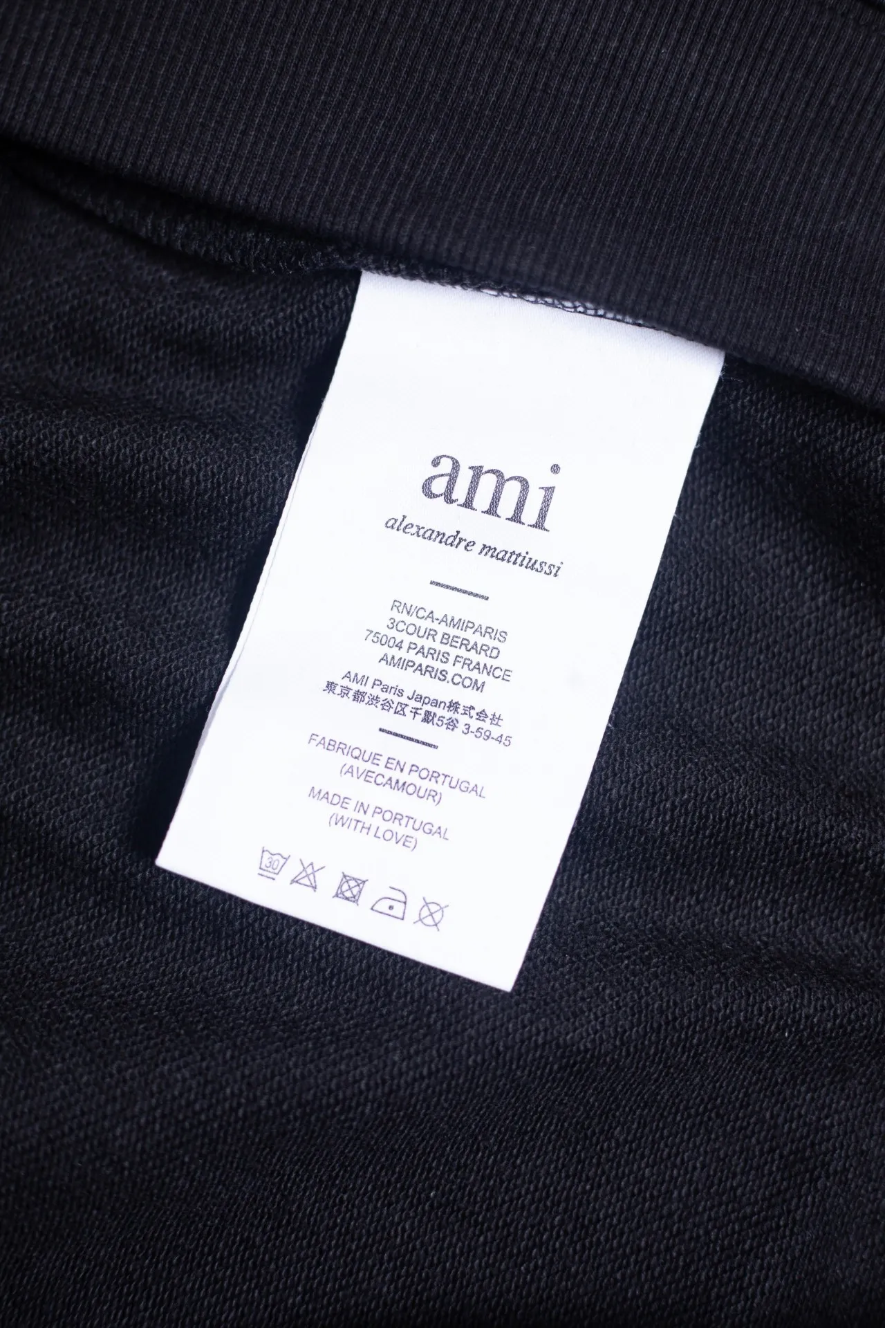 P146 AMI 25 new autumn and winter towel embroidered big love towel embroidered raglan round neck sweatshirt, customized 360g pure cotton fabric, high version, new main wheat, washed wheat, same style for men and women, color: black, size: S-XL