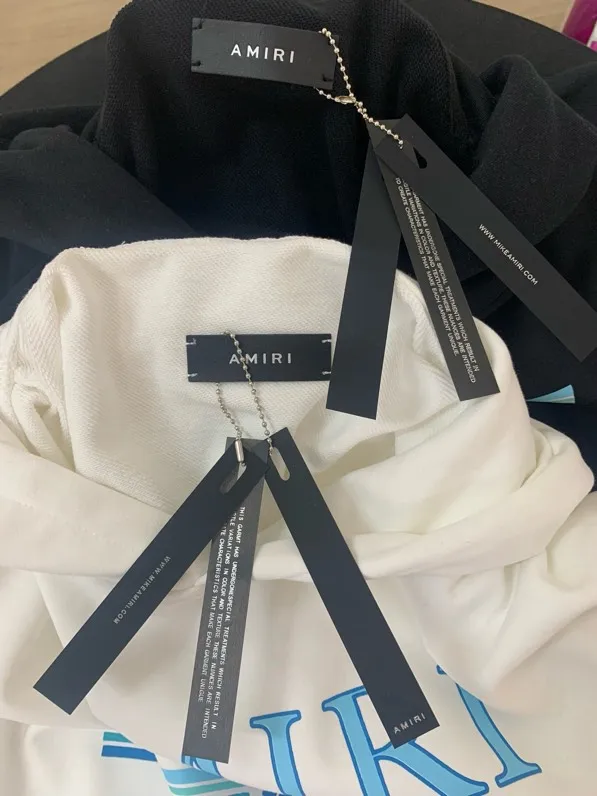879 model P220 high quality 360g pure cotton terry AMIRI real shot sweatshirt black white hanging shot S. M. L. XL