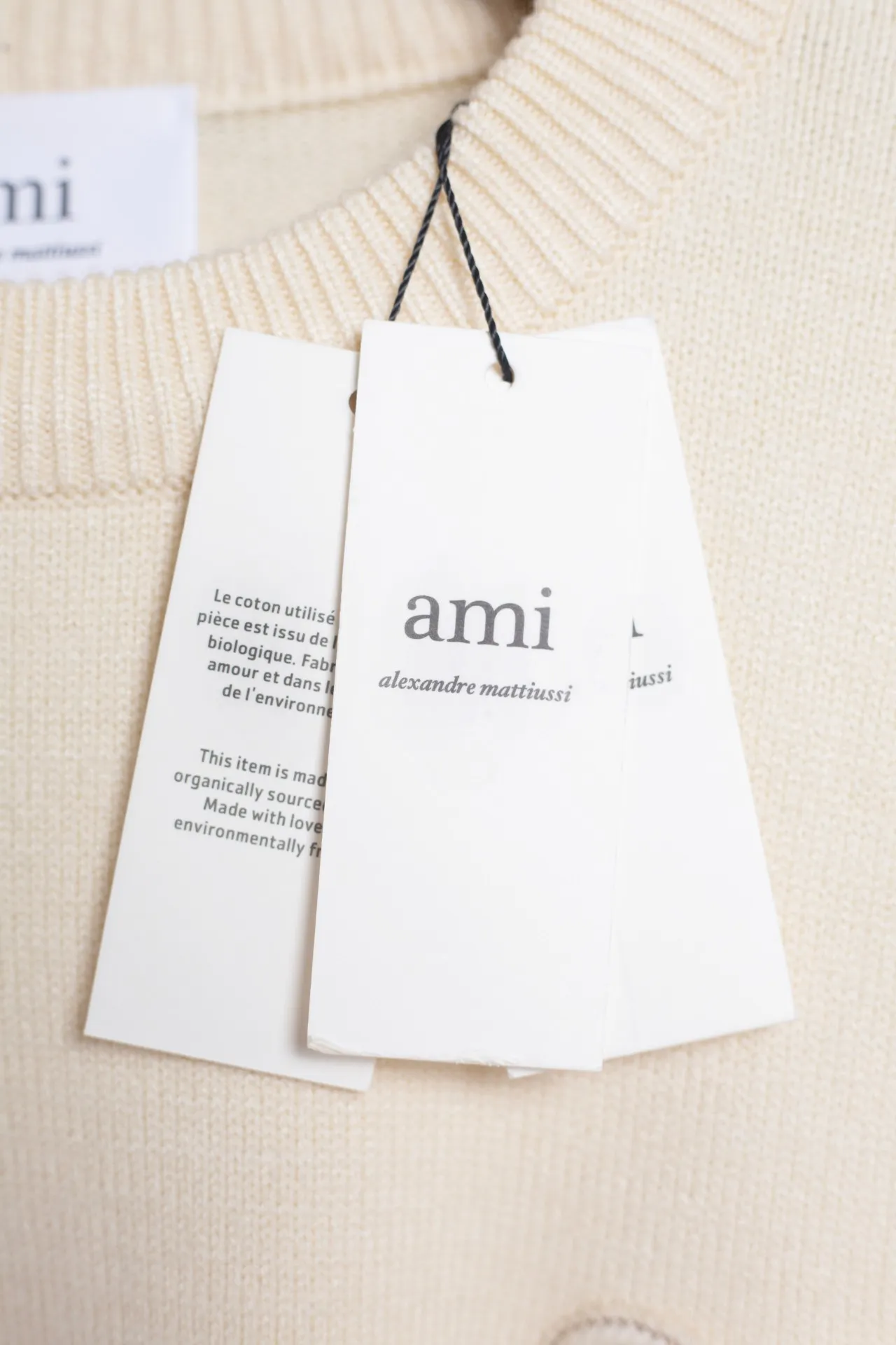 P170 AMI's new classic love chapter crew neck sweater, the highest version, supports comparison, color: apricot, size: S-XL
