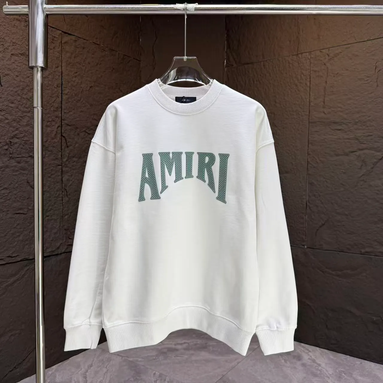 P210 AMIRI* 2025 autumn and winter new round neck sweatshirt 400g terry cotton letter logo lettering film thick plate glue Color: black white blue purple code number: S M L XL XXL