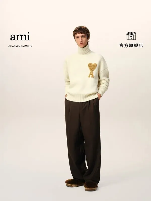 Upper body picture Ami Paris 2024 new autumn and winter turtleneck sweater SMLXL