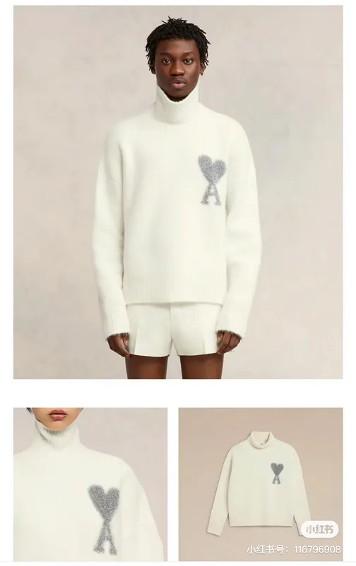 Upper body picture Ami Paris 2024 new autumn and winter turtleneck sweater SMLXL