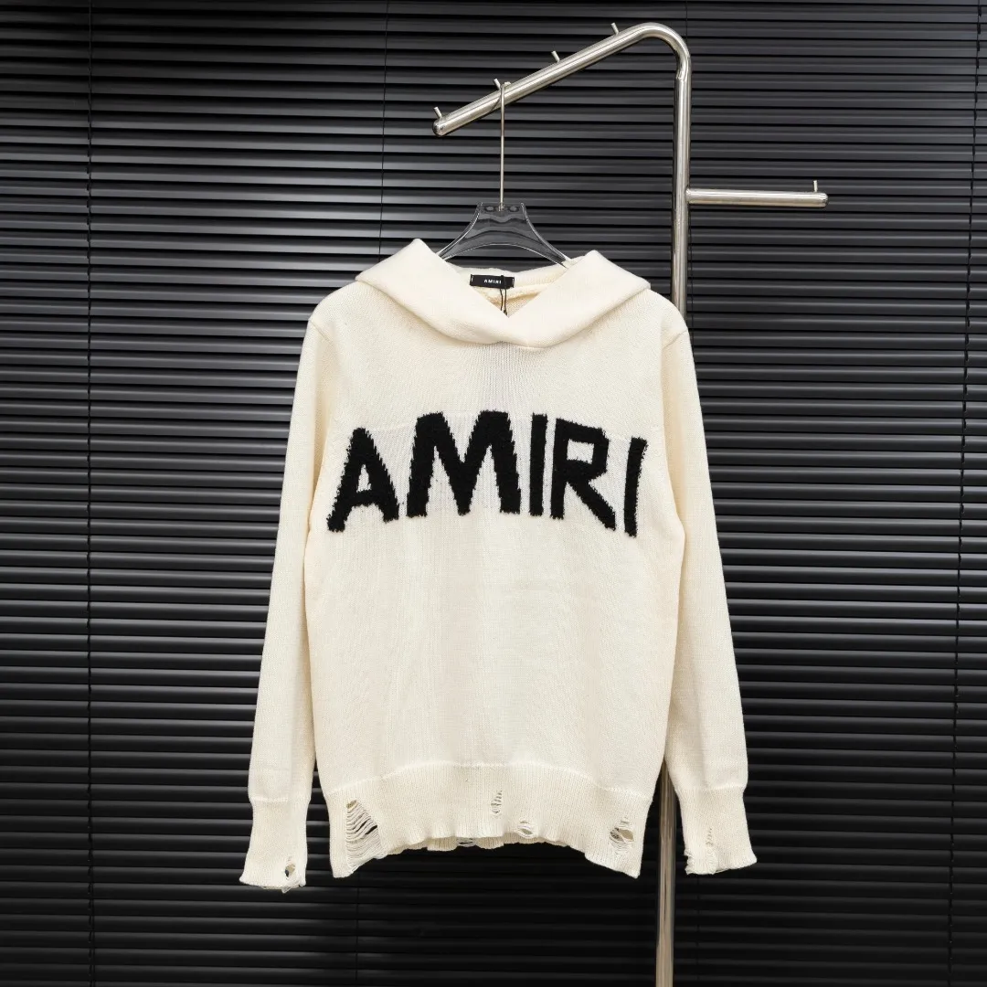 P310 Style: AMIRI distressed knitted hooded long-sleeved sweater Size: S-XXL Fabric: Wool blend Accessories: Full set of customized original accessories No gender distinction, same style for men and women