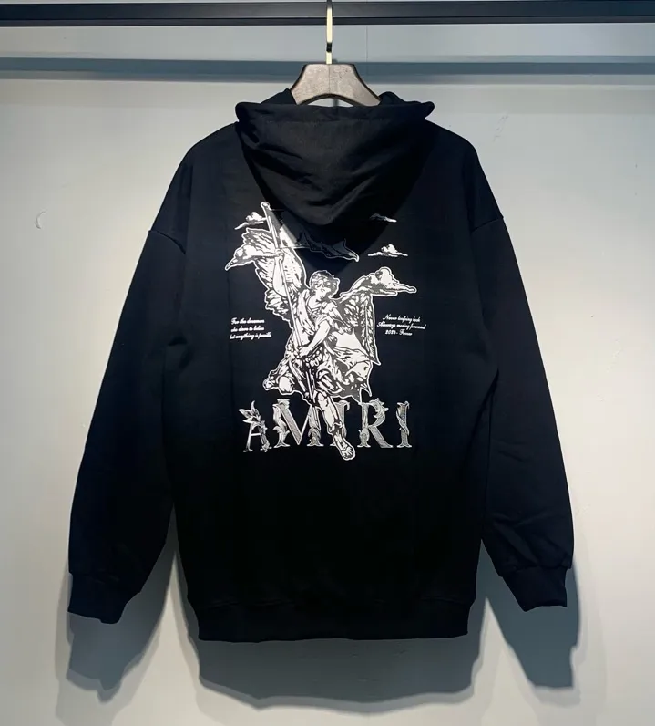 886 model P230 high quality 360g pure cotton terry AMIRI real shot sweatshirt black hanging shot S. M. L. XL
