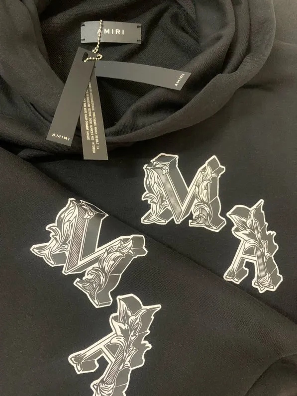 886 model P230 high quality 360g pure cotton terry AMIRI real shot sweatshirt black hanging shot S. M. L. XL