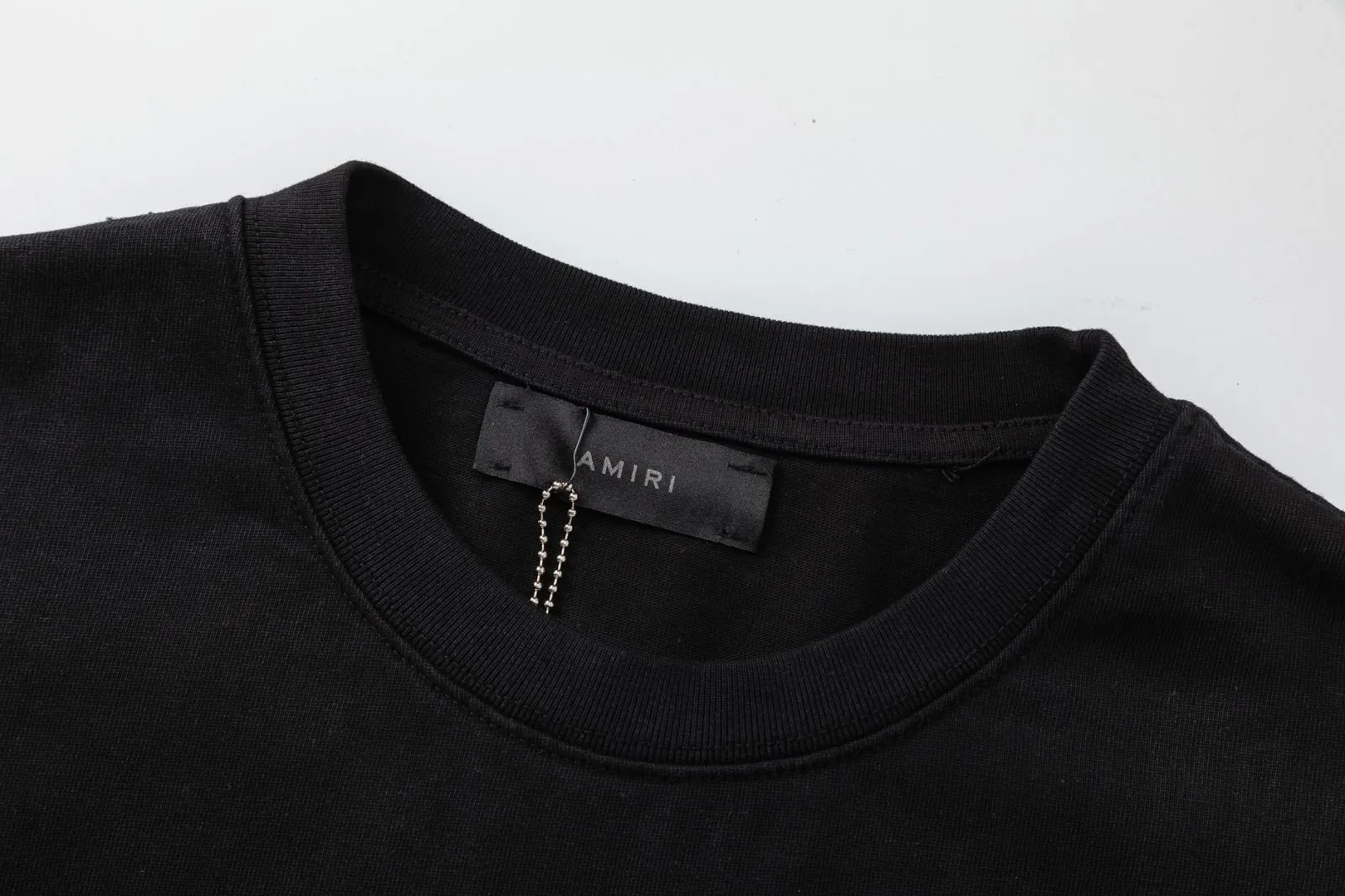 8043#P164, AMIRI ancient city logo, digital direct printing printed washed loose version of T-shirt, made of 300g heavy fabric, color: black, size: S M L XL