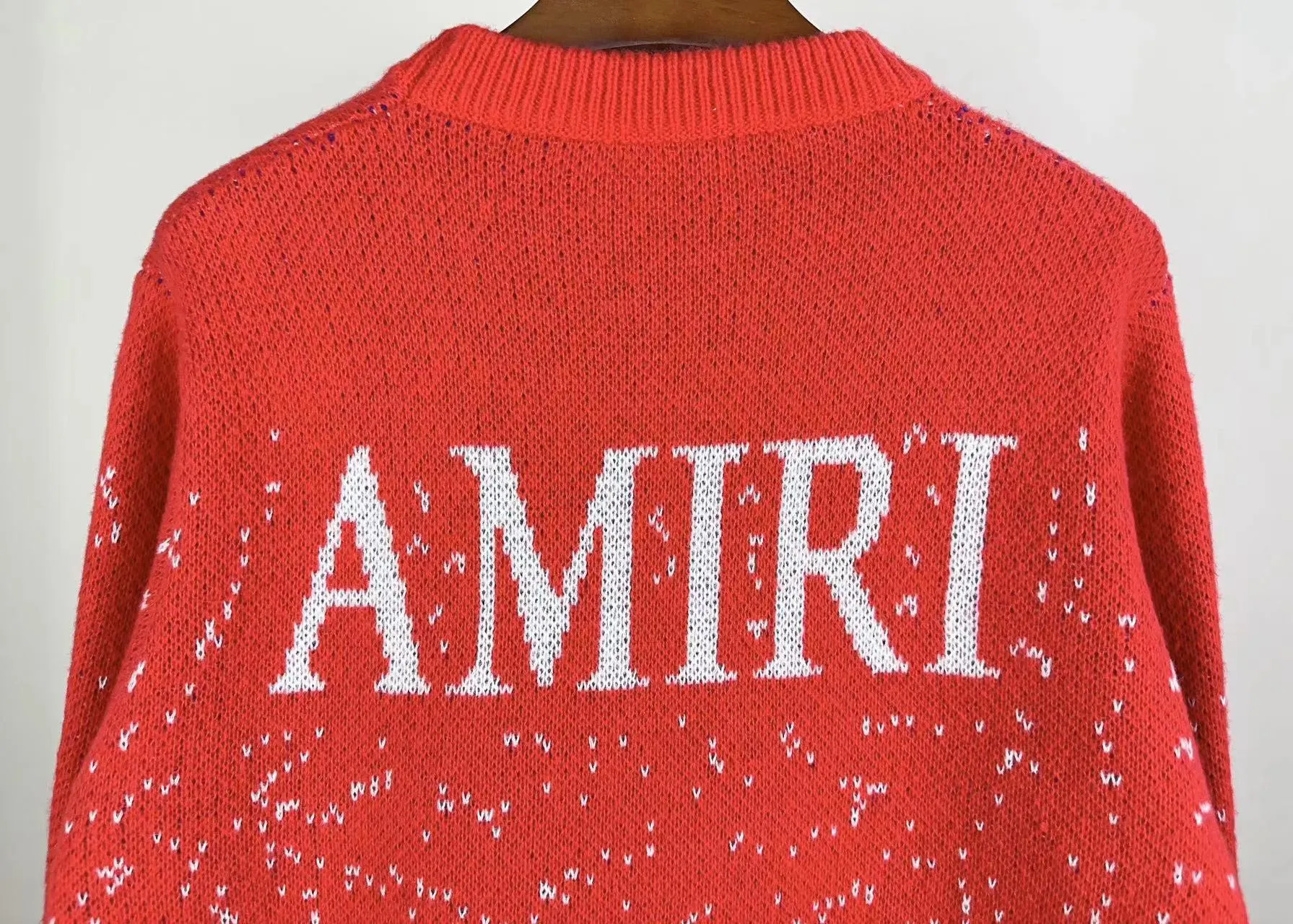 P240 🎉AMIRI wool sweater, star-filled Amiri exclusive logo jacquard on the front, letter logo jacquard on the back Color: Red Blue Size: S M L XL XXL