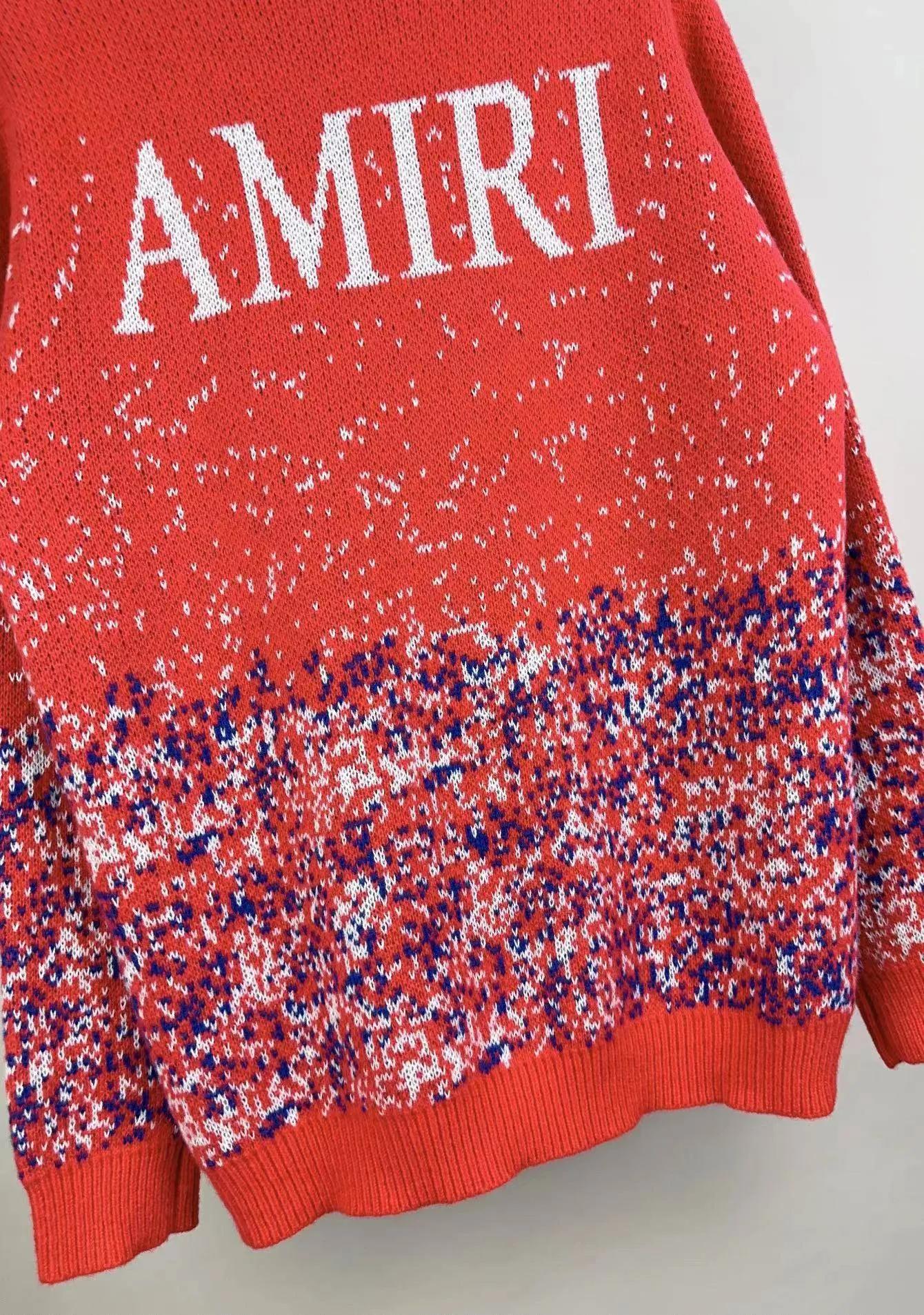 P240 🎉AMIRI wool sweater, star-filled Amiri exclusive logo jacquard on the front, letter logo jacquard on the back Color: Red Blue Size: S M L XL XXL