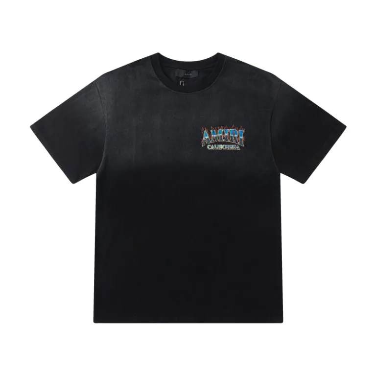 P154 8061#AMIRI digital printing flame LOGO, color: black, size; S M L XL