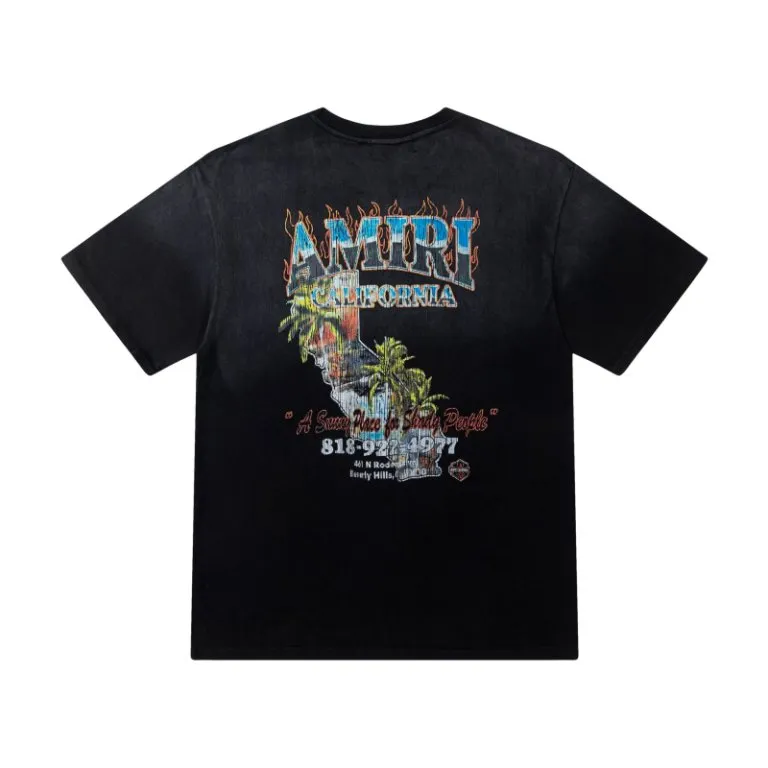 P154 8061#AMIRI digital printing flame LOGO, color: black, size; S M L XL
