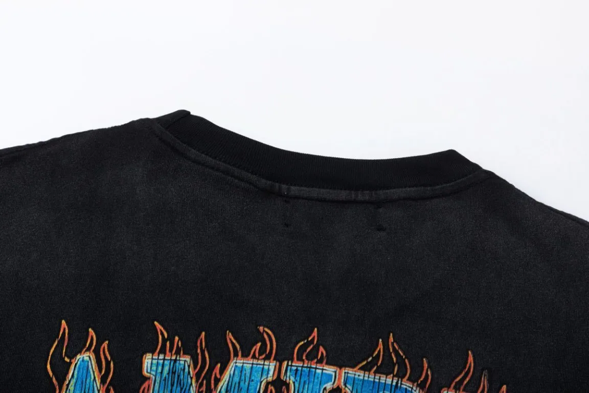 P154 8061#AMIRI digital printing flame LOGO, color: black, size; S M L XL
