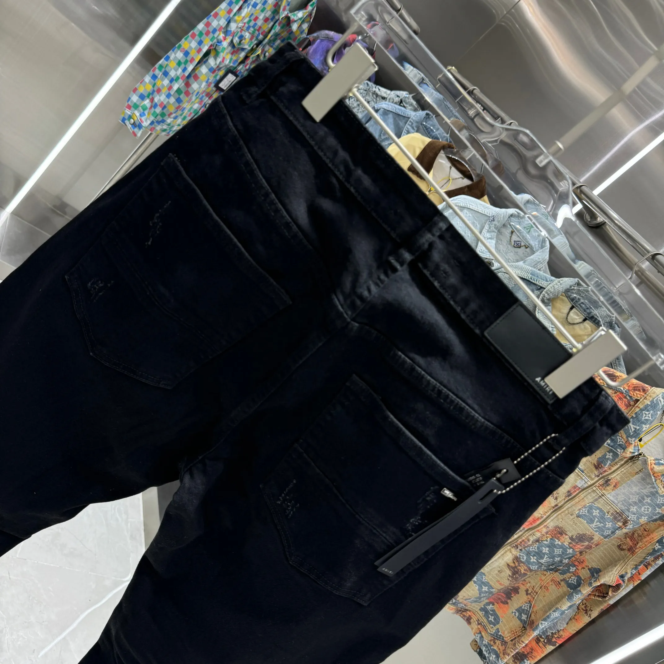 P290 Amiri ripped craft street fashion slim fit stretch jeans Color Black Size 30 32 34 36 38