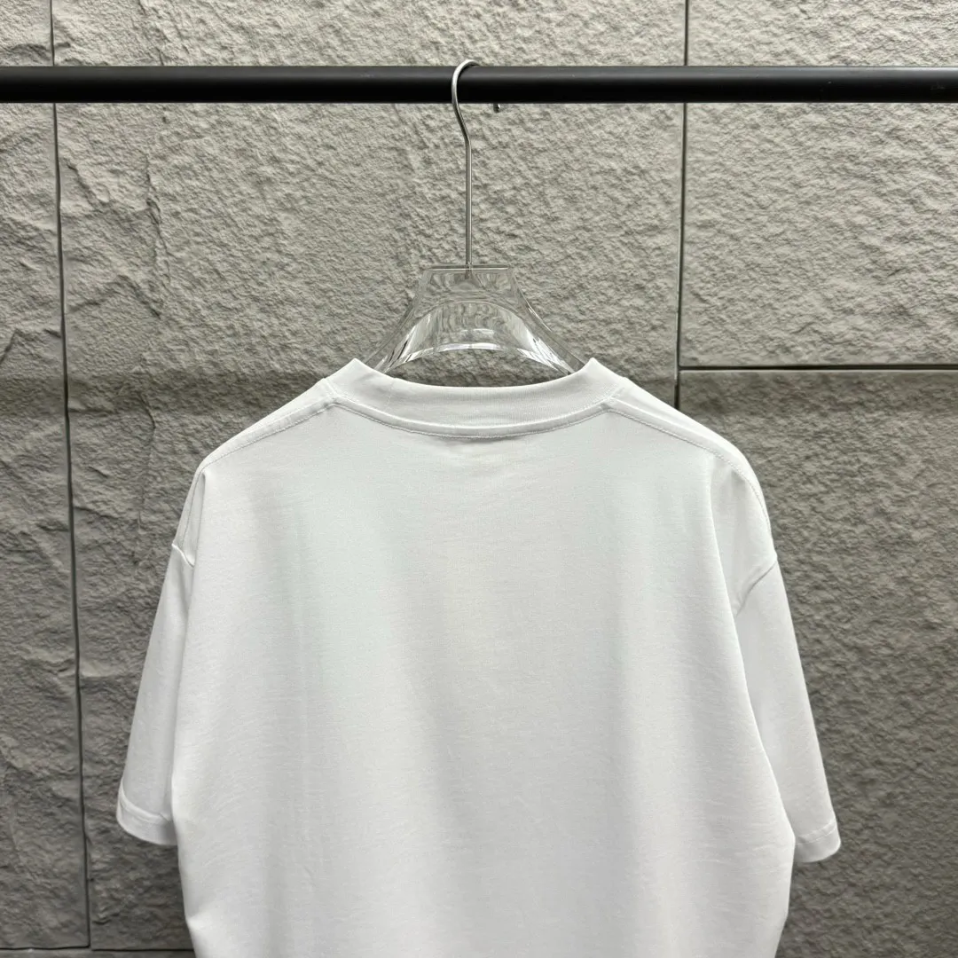 🅿️180 Ami* 2025 spring and summer new style Ami letter flocking technology Customized double yarn plain cotton fabric Short-sleeved T-shirt Uniform for men and women Color: black white floral gray Size: S (90-130 catties) M (120-150 catties) L (140-165 catties) XL (160-180 catties) XXL (180-210 pounds)