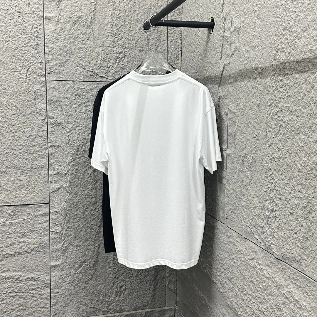 🅿️180 Ami* 2025 spring and summer new style Ami letter flocking technology Customized double yarn plain cotton fabric Short-sleeved T-shirt Uniform for men and women Color: black white floral gray Size: S (90-130 catties) M (120-150 catties) L (140-165 catties) XL (160-180 catties) XXL (180-210 pounds)