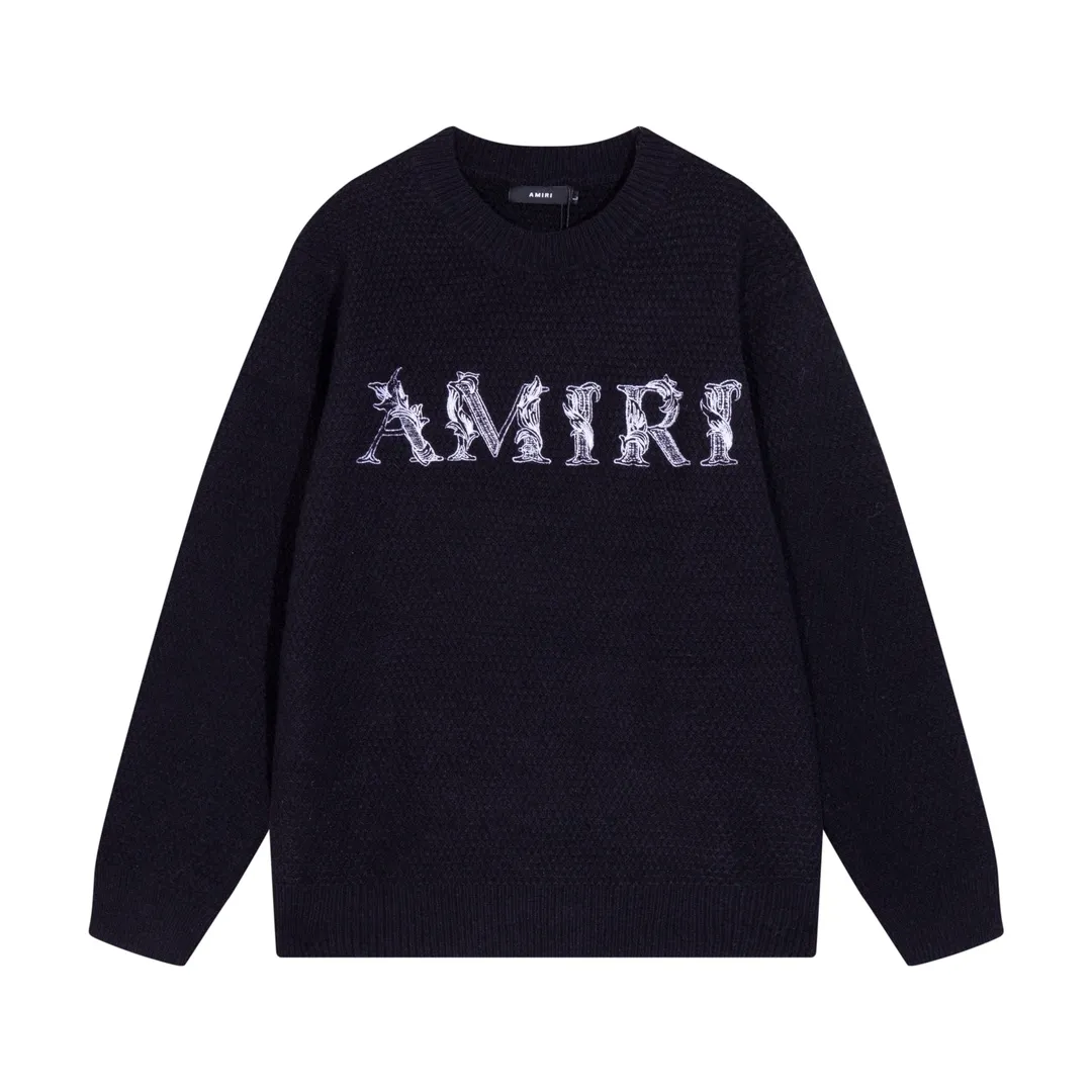 P280 AMIRI 2024 new sweater, logo embroidery on the chest 1:1 Color: Black Size: S M L XL XXL