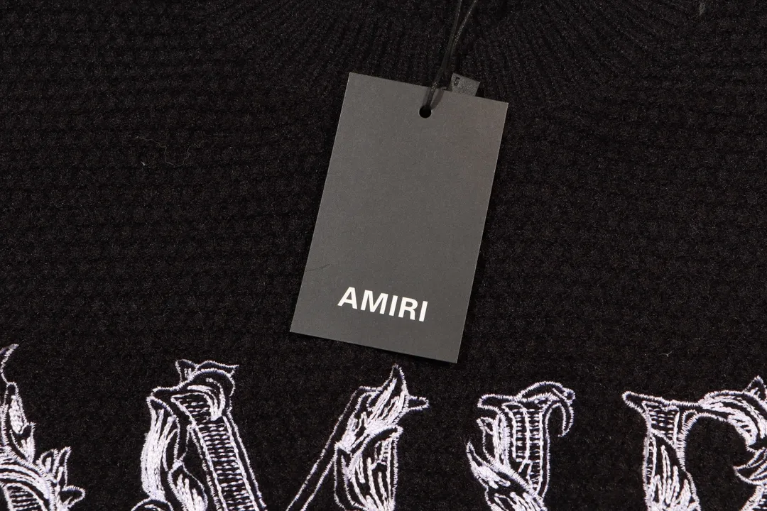 P280 AMIRI 2024 new sweater, logo embroidery on the chest 1:1 Color: Black Size: S M L XL XXL