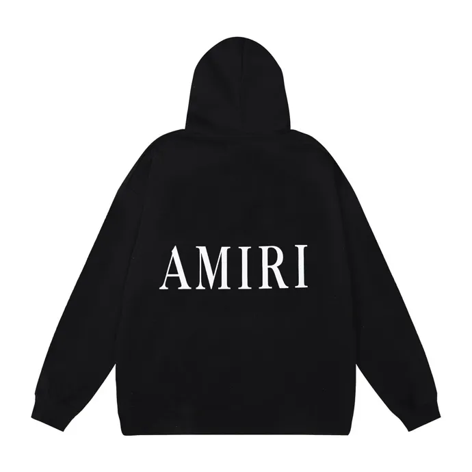 Style number: 856 P220 Fabric: 360g pure cotton terry sweatshirt AMIRI 2025 new autumn and winter logo hooded terry sweatshirt high street unisex loose classic letter jacket Color: black white Size: S M L XL