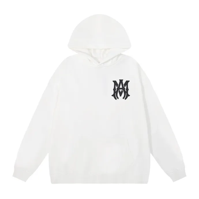 Style number: 856 P220 Fabric: 360g pure cotton terry sweatshirt AMIRI 2025 new autumn and winter logo hooded terry sweatshirt high street unisex loose classic letter jacket Color: black white Size: S M L XL