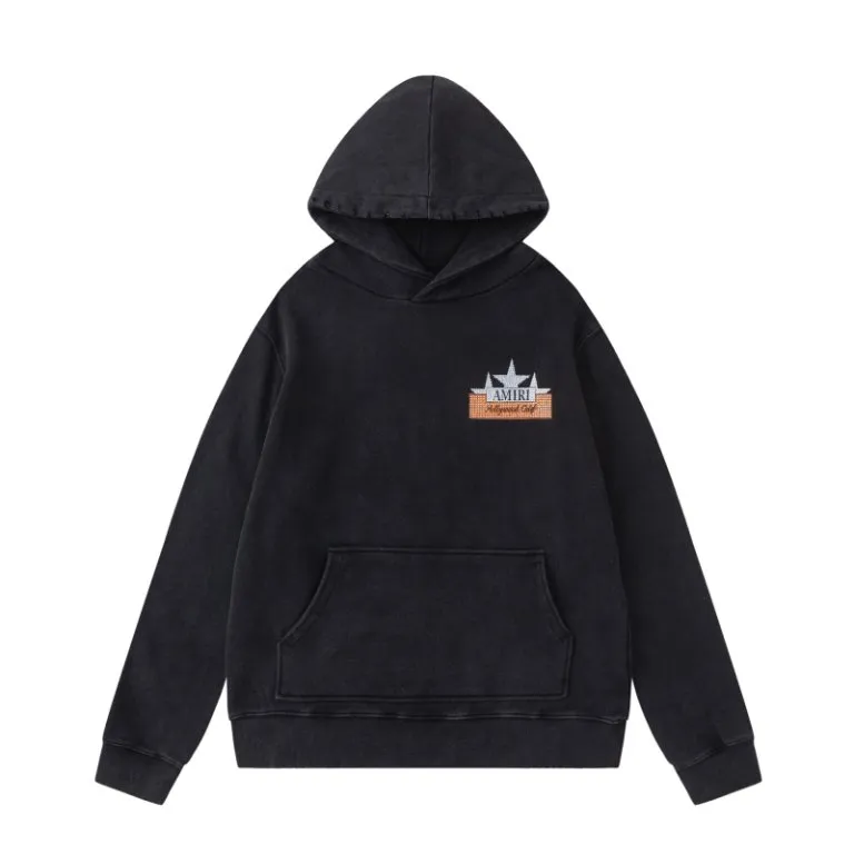P340 7192#AMIRI star hot diamond distressed washed LOGO, color: black, size: S M L XL