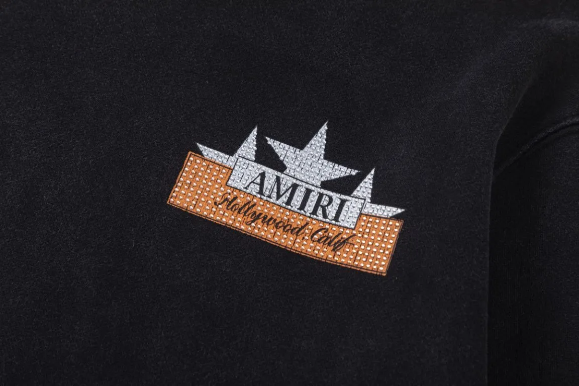 P340 7192#AMIRI star hot diamond distressed washed LOGO, color: black, size: S M L XL