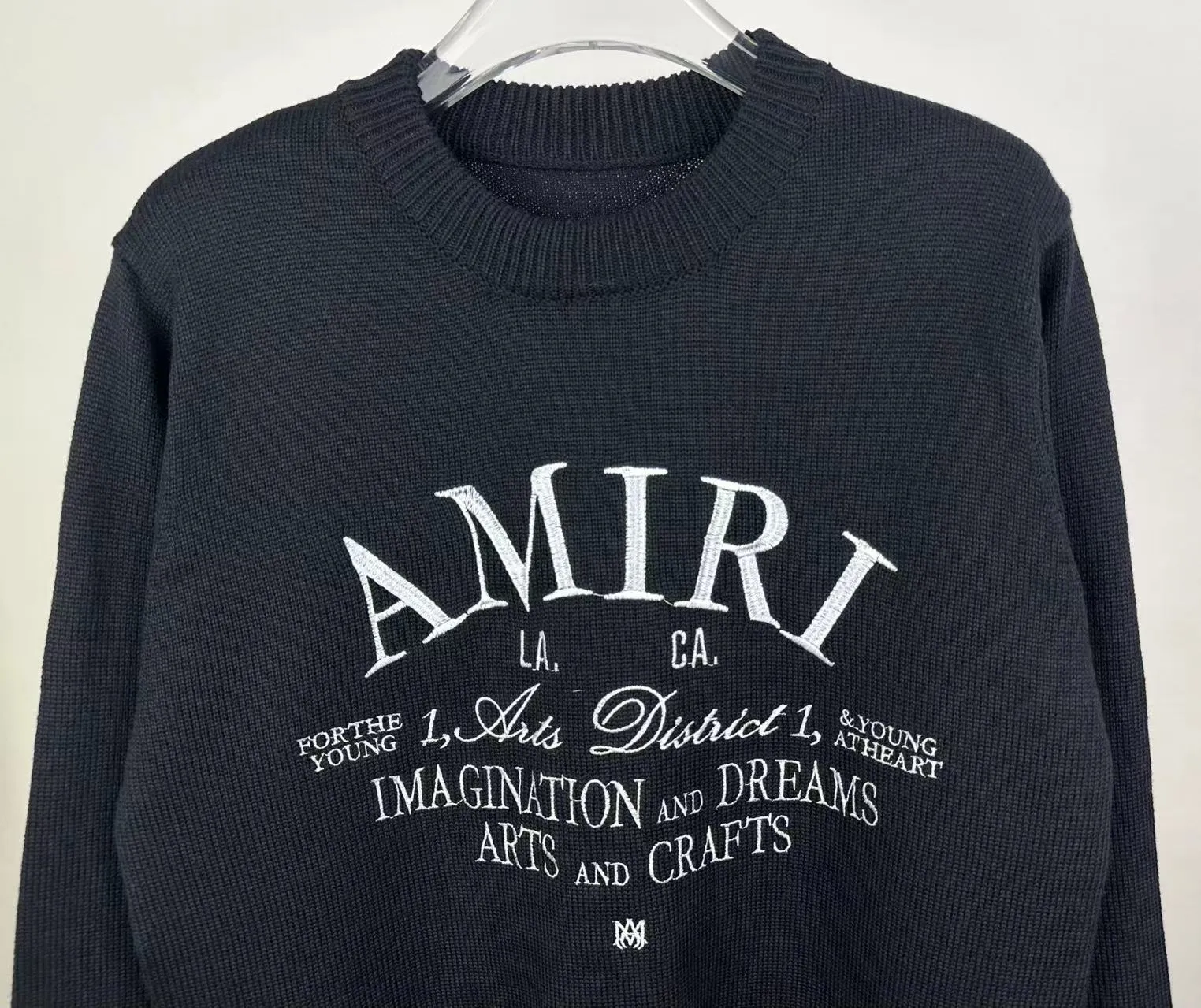 P240 🎉AMIRI new sweater, logo embroidery on the chest 1:1 Color: Pearl White, Black, Size: S M L XL XXL