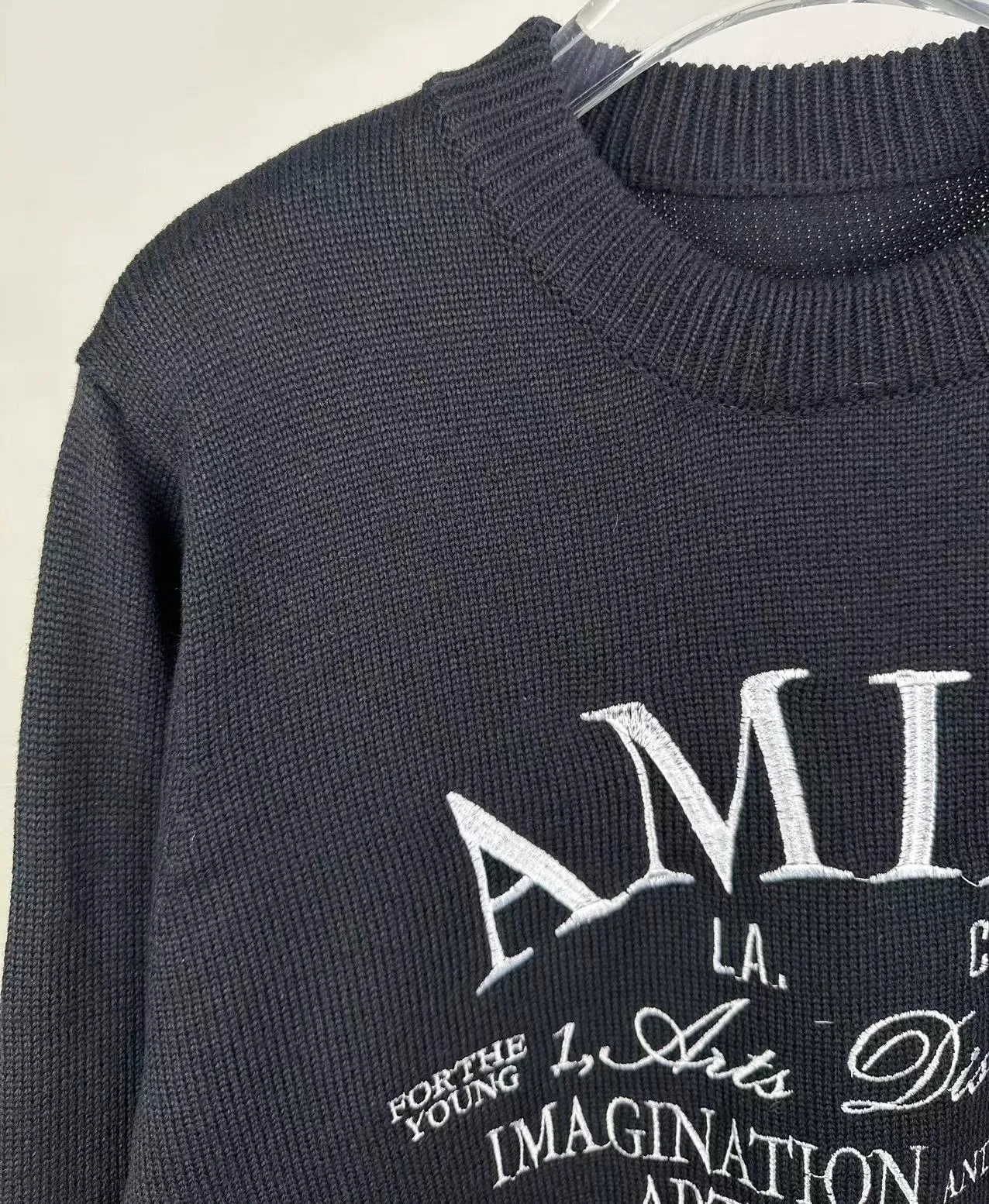 P240 🎉AMIRI new sweater, logo embroidery on the chest 1:1 Color: Pearl White, Black, Size: S M L XL XXL