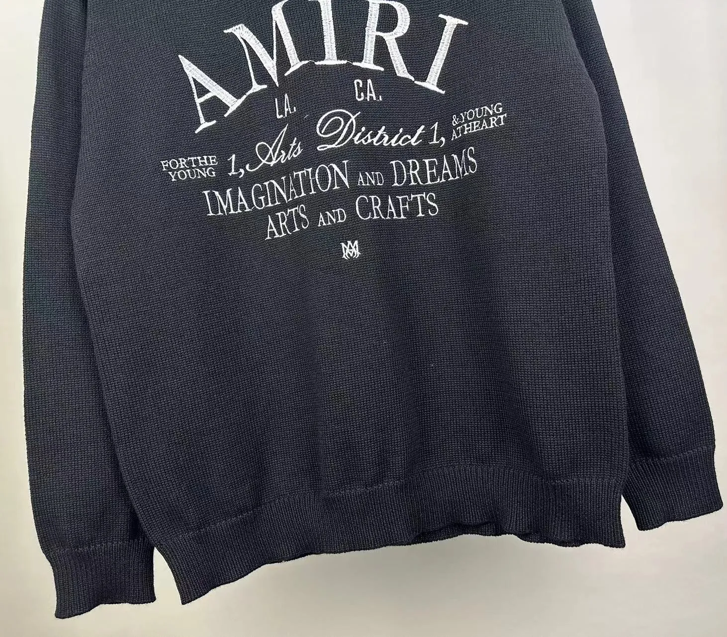 P240 🎉AMIRI new sweater, logo embroidery on the chest 1:1 Color: Pearl White, Black, Size: S M L XL XXL