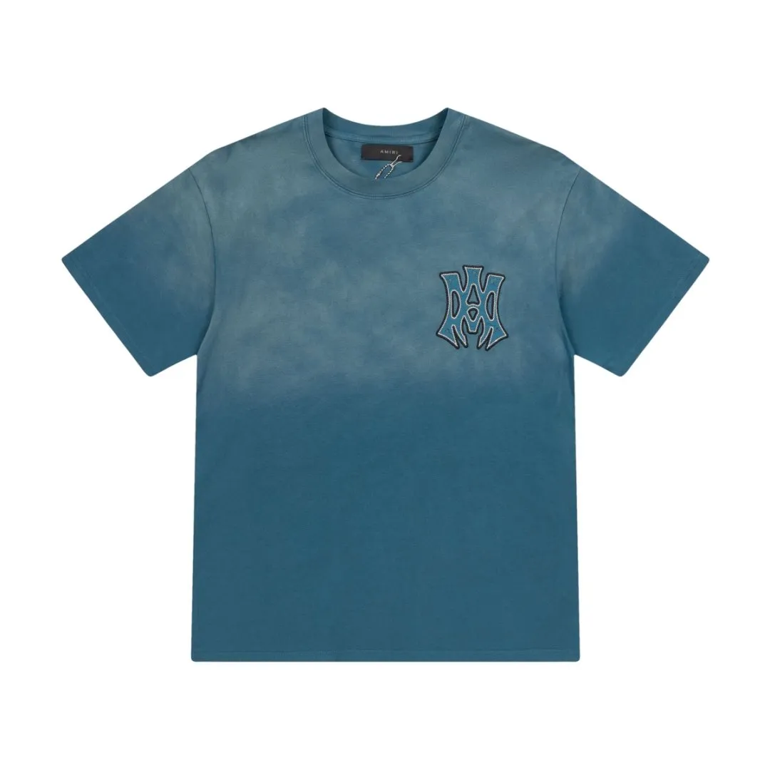 8015#P170amiri washed patch with embroidered logo, made of 300g fabric, color: black, lake blue. Size: S M L XL